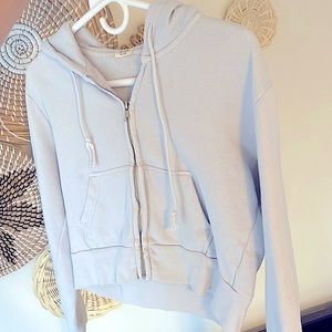 John Galt pastel baby blue cropped zip-up hoodie size OS
